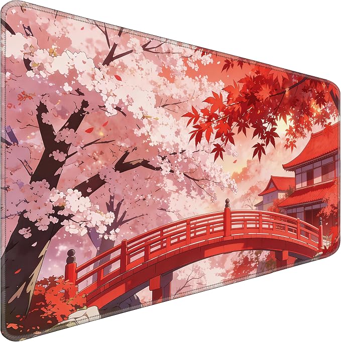 Large Mouse Pad 31.5x15.7 Inch - Starter Desk Mat, Maple Leaf | Office and Gaming Non Slip Rubber Bottom Stitched Edges Easy Clean