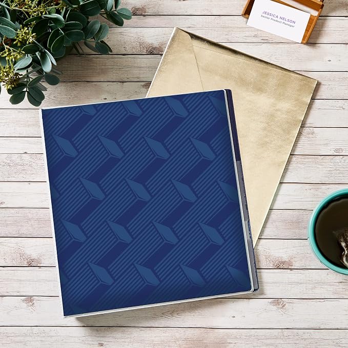 Avery Dual Effect 3 Ring Binder, 1" Slant Rings, 1 Navy Blue Binder | For Heavy School, Home and Office Use, DuraHinge Tear-Resistant Spine, DuraEdge Split-Resistant Sides, Glossy-Matte Design