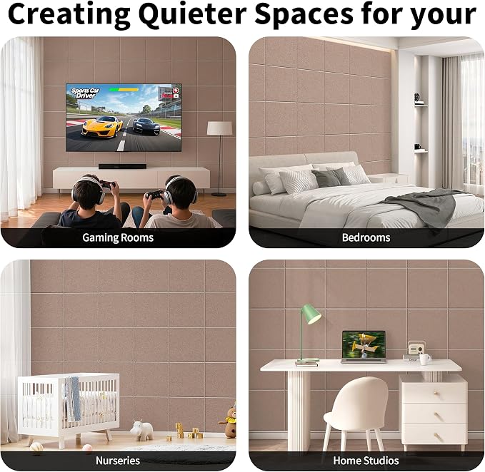 1/2'' Ultra Thick Felt Bulletin Pin Board Corkboard for Office Wall | Half Inch Dense Polyester Felt Board, Frameless, Modular, Zero Crumbling, Removable Adhesive Tabs, 8 Pack 12'' Squares Tiles