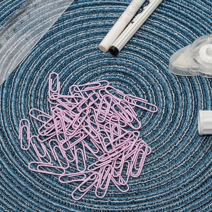 100 Pcs Purple Paper Clips, 1.1 Inch (28mm) Colorful Paperclips | Vinyl Coated, Colored Paper Clips, Rust Proof, for Office, School, DIY, Bookmarks and Document Organization