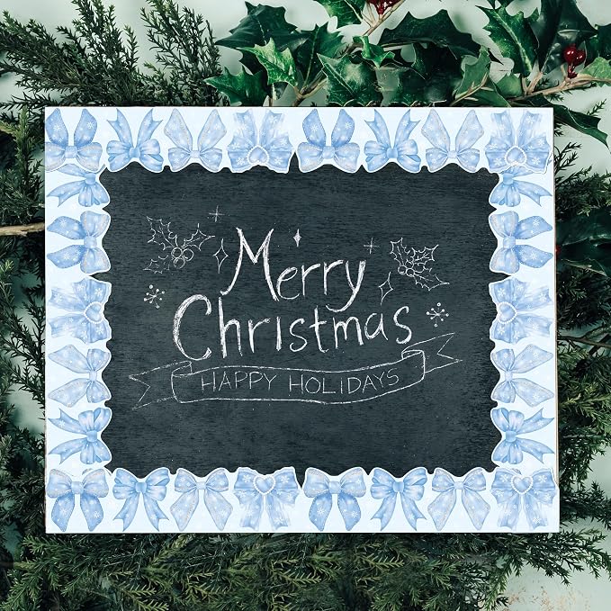 BeYumi Blue Bows Border Trim - 65ft Back to School Watercolor Blue Bow Coquette Rolled Border Trim Pastel Watercolor Bulletin Board Classroom Office Chalkboard Kindergarten Elementary Home Party Decor
