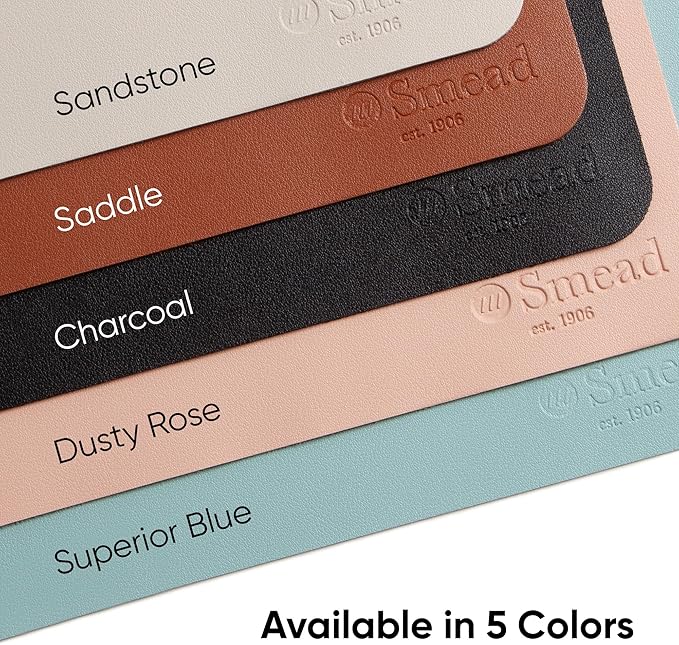 Smead Desk Pad, Vegan Leather Desk Mat with Non-Slip Faux Suede Backing, Perfect Desk Organizer for Office Decor, 36” x 17” Large, Dusty Rose (64829)