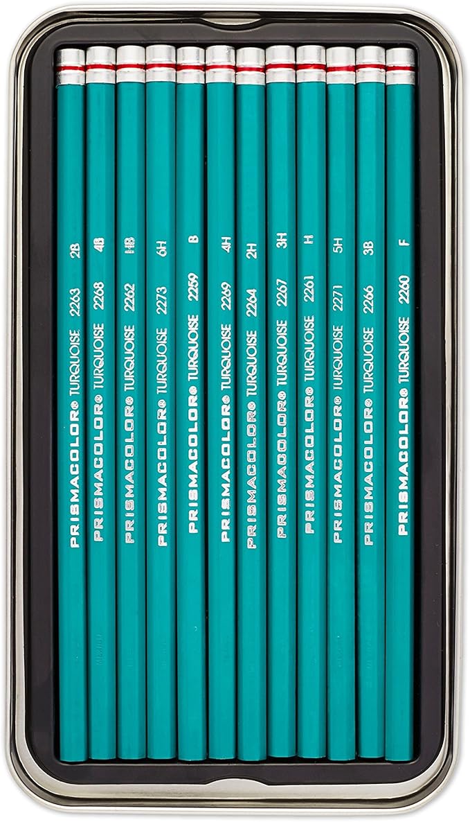 Prismacolor Premier Turquoise Graphite Sketching Pencils, Medium Leads, 12 Pack