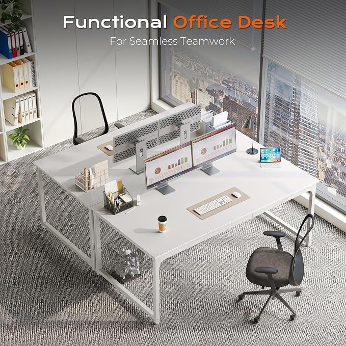 63 x 29.5 Inch Computer Desk with Deeper Desktop, Gaming Office Writing Work Desk for Home Office, Study, Bedroom, Work from Home, Metal Frame, White