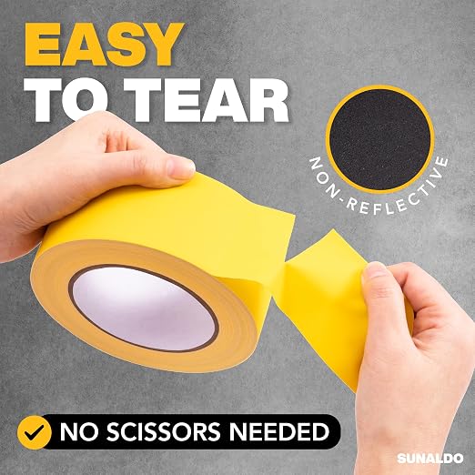 Gaffers Tape (2" x30 Yards) Heavy Duty, No Residue (6 Pack Yellow) | Professional Grade Floor Tape for Electrical Cords, Matte Finish Non Reflective, Weather Resistant