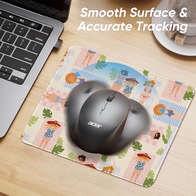 Premium Mouse Pad with Stitched Edges – 10.2 x 8.3 in | Smooth, Washable Mat with Non-Slip Base | Personalized Cute MousePads for Laptop, Computer, Office, Home (Pink Piggy)
