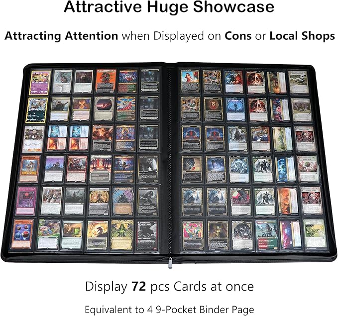 Rayvol Premium 2300 Pockets Card Binder, Large 36-Pocket 2000+ Ringless Trading Card Album - Side Loading UltraSonic-362304 Tech Zip Binder for TCG -Blue