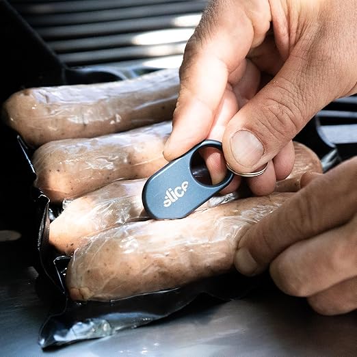 Slice Slicer Pro Box Cutter | Ceramic Keychain Knife and Heavy Duty Micro Cutter | Lasts 11x Longer than Metal | Titanium Blue