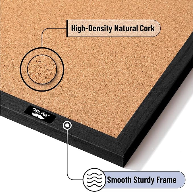 Mr. Pen- Cork Notice Board, 36 X 24 Inches, Cork Bulletin Board for Walls, Pin Boards, Framed Corkboard, Decorative Hanging Pin Boards, Perfect for Office & Home Decor