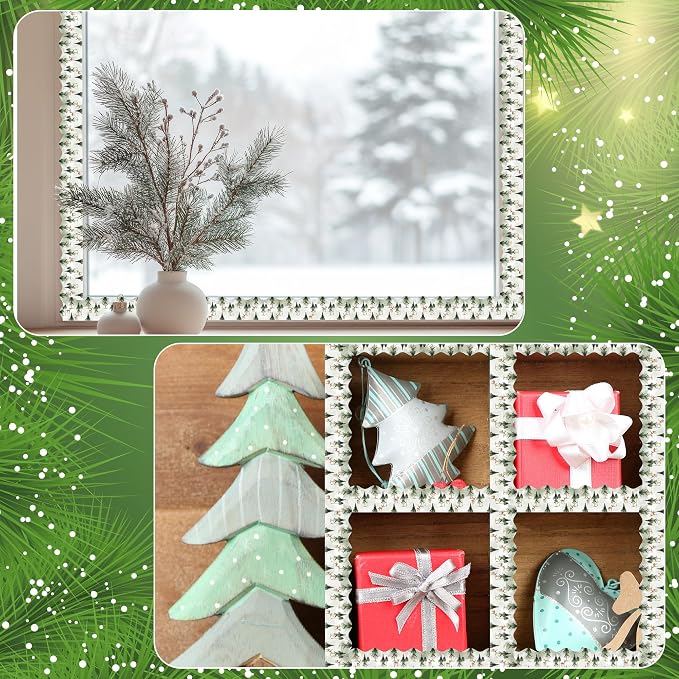 BeYumi Green Forest Border Trim - 65ft Back to School Sage Green Watercolor Forest Wonderland Rolled Border Trim Tree Deer Bulletin Board Borders Party School Classroom Office Home Chalkboard Decor