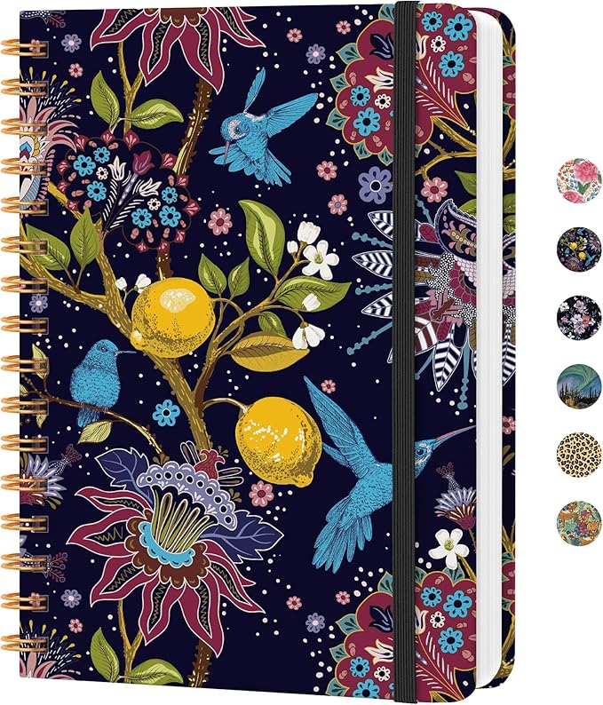 CICPAP Lined Spiral Journal Notebook, A5 College Ruled Notebook for Journaling, Note-Taking, and Daily Planning, Durable Hardcover with an Elegant Design, Hummingbird