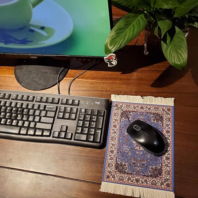 Rug Mouse Pad, 2 Pack Woven Rug Bohemian Style Carpet Mouse Pad for Table Décor
