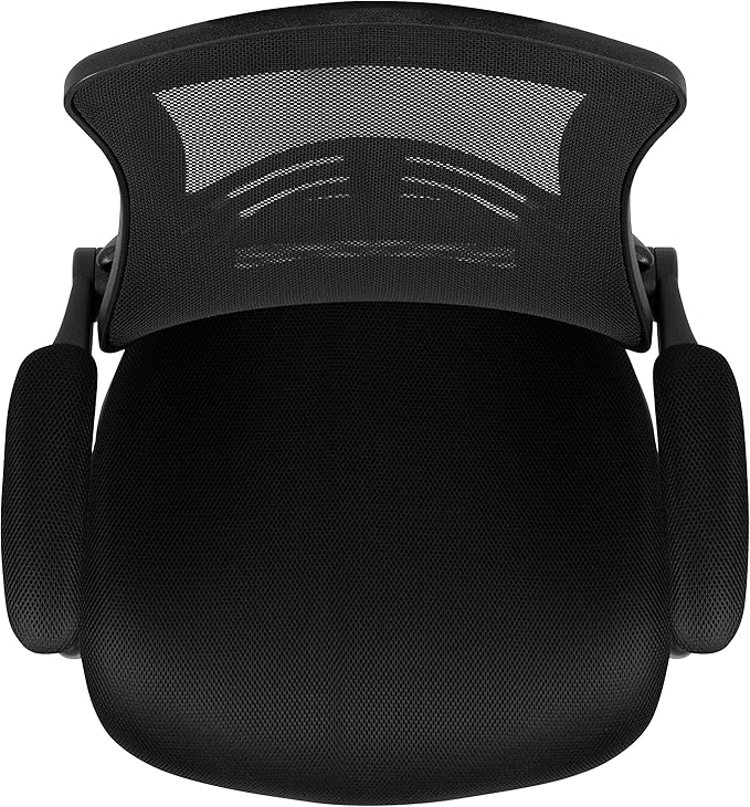 Flash Furniture Kelista Mid-Back Swivel Office Chair with Adjustable Seat Height, Ergonomic Mesh Desk Chair with Flip-Up Armrests, Black