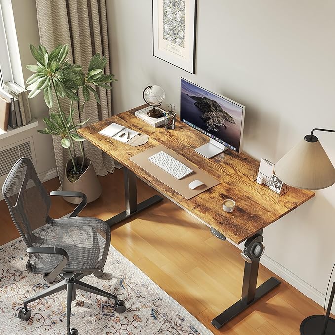 Agilestic Electric Standing Desk, 40 x 24 Inches Height Adjustable Desk, Sit Stand up for Work Office Home, Ergonomic Rising Computer Table with Memory Preset, Rustic Brown