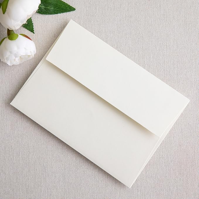 PONATIA 50 Pieces 5x7 Envelopes, Ivory A7 Envelopes Self Seal for Weddings, Invitation Cards, Photos, Postcards, Greeting Cards Mailing, Baby Shower, Graduation, Christmas Gift Cards