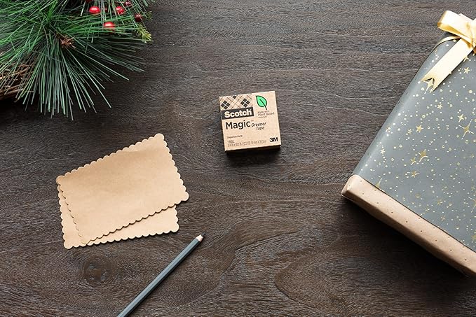 Scotch Magic Greener Tape, Invisible Tape for Fixing Paper, Office Supplies and Back to School Supplies, 0.75 in .x 900 in., 12 Rolls (Pack of 12)