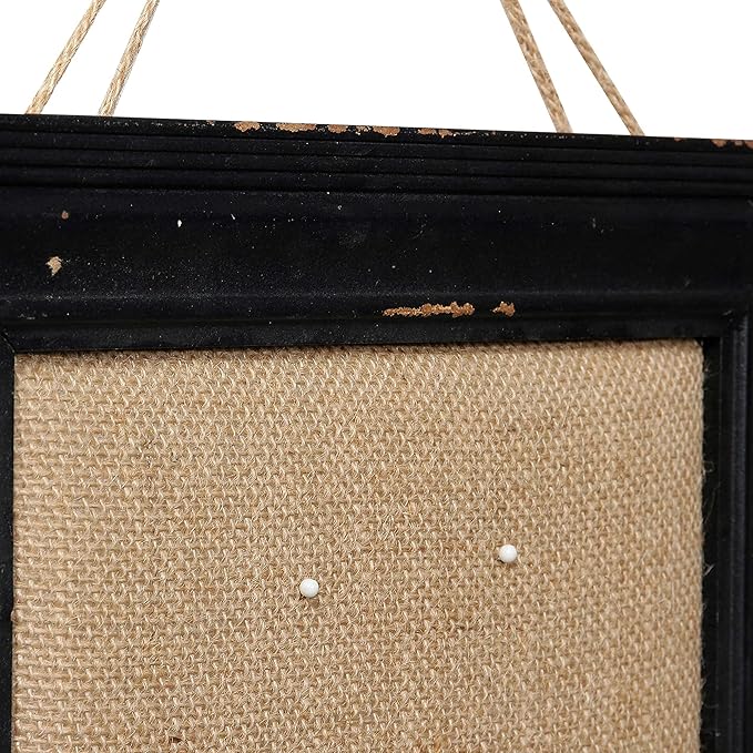 SOFE Hanging Linen Small Bulletin Board, 15.7×12 Inches Decorative Cork Boards for Walls with Black Frame, Wood Vision Board Farmhouse Pin Board for Home Office School, Rustic Memo Board Display Photo
