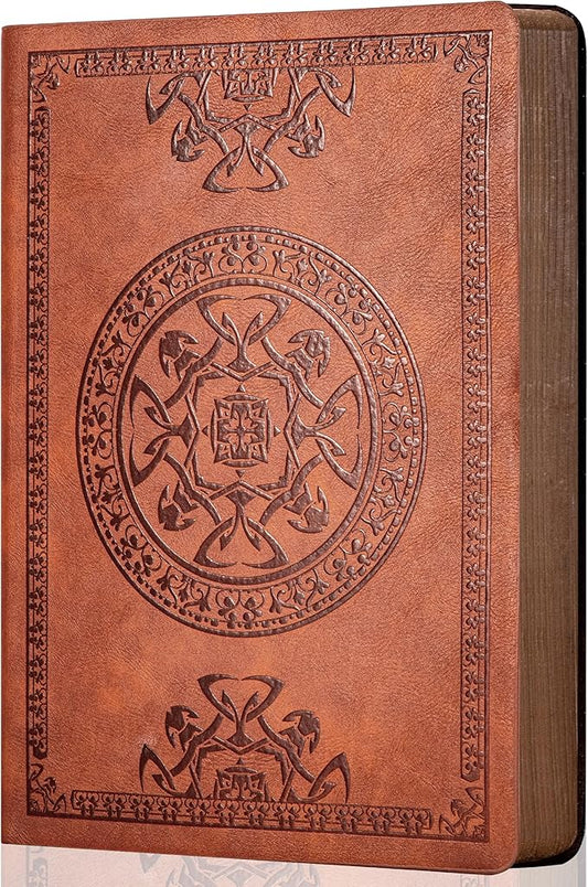CAGIE Leather Vintage Journal for Men Soft Cover Lined Pages Notebook 180 Lay Flat for Writing Travel Diary, 5.7'' x 8.3'', Brown
