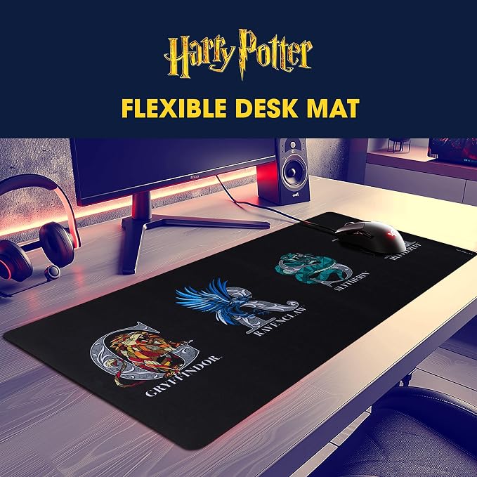 Harry Potter Large Gaming Mouse Pad 31"x15" XL Computer Desk Mat, Anime | Oversized 31x15in Harry Potter anime gaming mouse pad, smooth fabric top, stitched edges, non-slip rubber base.
