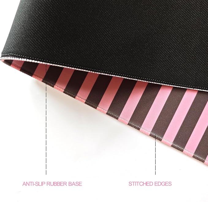 Dark Brown Pink Striped Desk Mat Cute Pastel XXL Large Gaming Mouse Pad Desk Pad Kawaii Cozy Aesthetic Keyboard Laptop Computer Mat Home Office Decor for Women