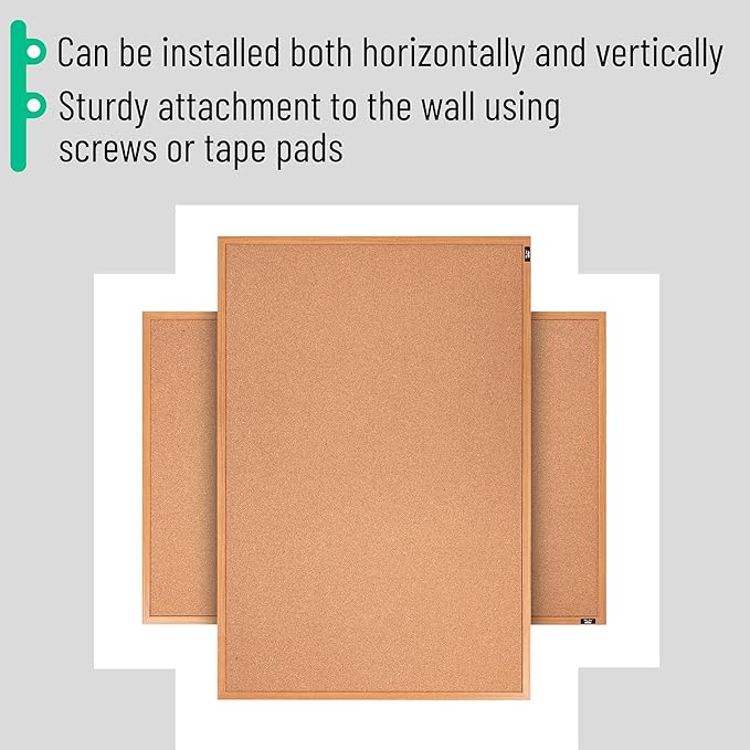 Mr. Pen- Cork Notice Board, 36 X 24 Inches, Cork Bulletin Board for Walls, Pin Boards, Framed Corkboard, Decorative Hanging Pin Boards, Perfect for Office & Home Decor