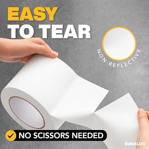 Gaffers Tape Heavy Duty, Easy to Rip, Residue-Free Professional Grade Floor Tape for Electrical Cords, Matte Finish Non Reflective, Weather Resistant (1, White, 4" x 30 Yards)