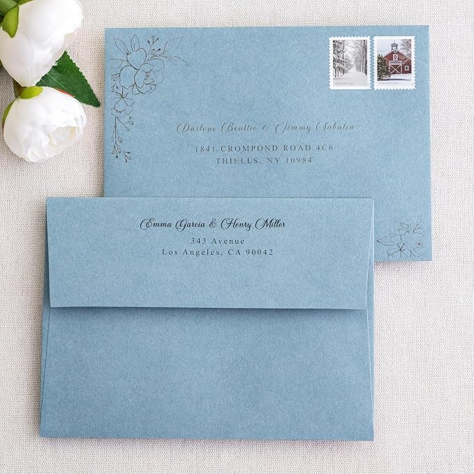 PONATIA 5x7 Envelopes, Dusty Blue Self Seal A7 Envelopes | Envelopes for Weddings Invitation Cards, Photos, Postcards, Greeting Cards Mailing, Baby Shower, Christmas Cards
