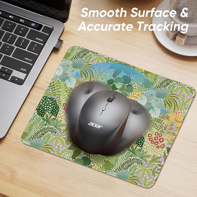 Premium Stitched Mouse Pad 10.2 x 8.3 in | Smooth, Washable Desk Mat with Non-Slip Base | Personalized Cute MousePads for Gaming,Work,Laptop, Computer, Office, Home (Botanical Bliss)