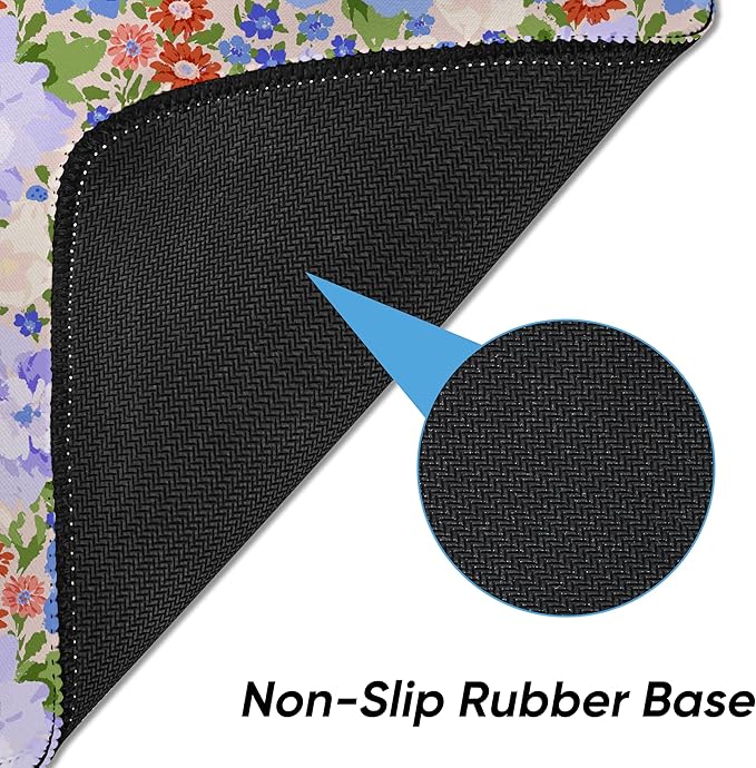Premium Stitched Mouse Pad 10.2 x 8.3 in | Smooth, Washable Desk Mat with Non-Slip Base | Personalized Cute MousePads for Gaming,Work,Laptop, Computer, Office, Home (Violet-Blue Blossom Patch)
