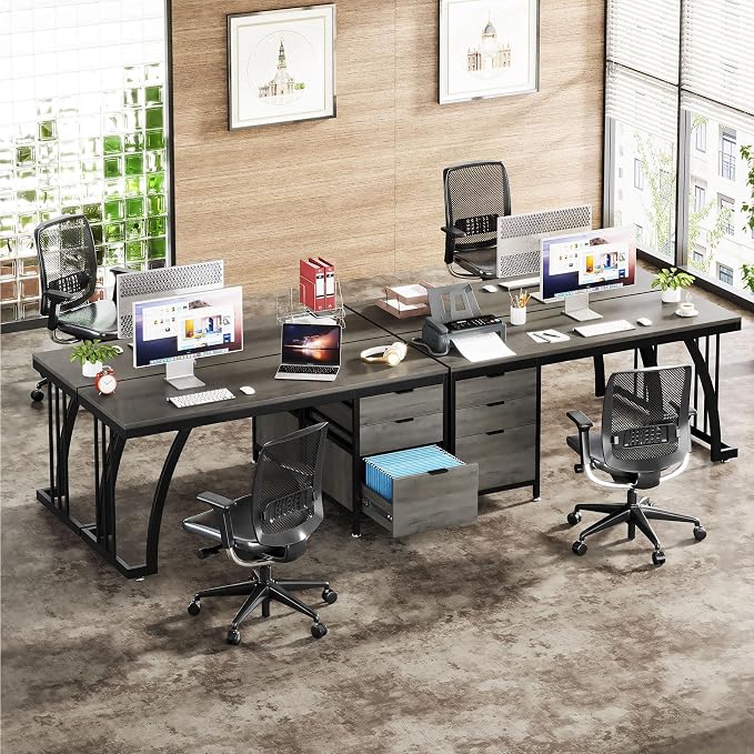 Tribesigns Computer Desk with 3 Drawers, 59-Inch PC Desk with Reversible Drawers, Industrial Study Writing Table Workstation with File Storage for Home Office (Grey)