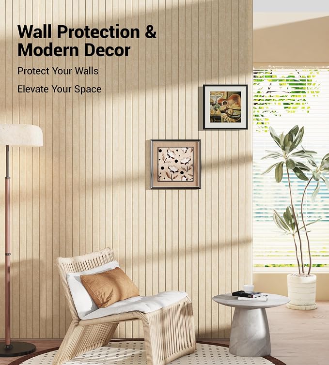 28" x 18" Felt Bulletin Board Tiles 1/2" Thick, Tan | 6 Pack Felt Tiles, Large Cork Board Alternative, 30 Adhesive Tabs, Pin Board for Home Office Decor with Easy Install