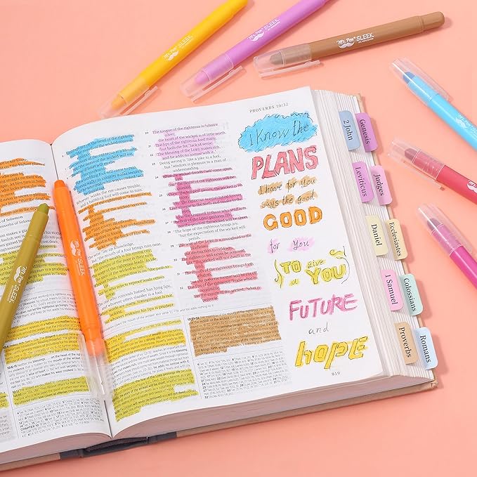Mr. Pen- Gel Highlighter, 8 Pack, Dark Sunshine & Smiles, Bible Highlighters No Bleed, No Bleed Highlighters, Bible Highlighter