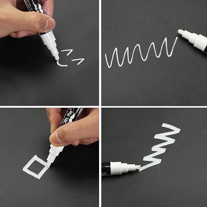 Mr. Pen- White Chalk Markers for Blackboard, 8 Pack, Reversible Tip, White Liquid Chalk Marker, Non-Toxic Liquid Chalkboard for Windows and Glass, Erasable Markers