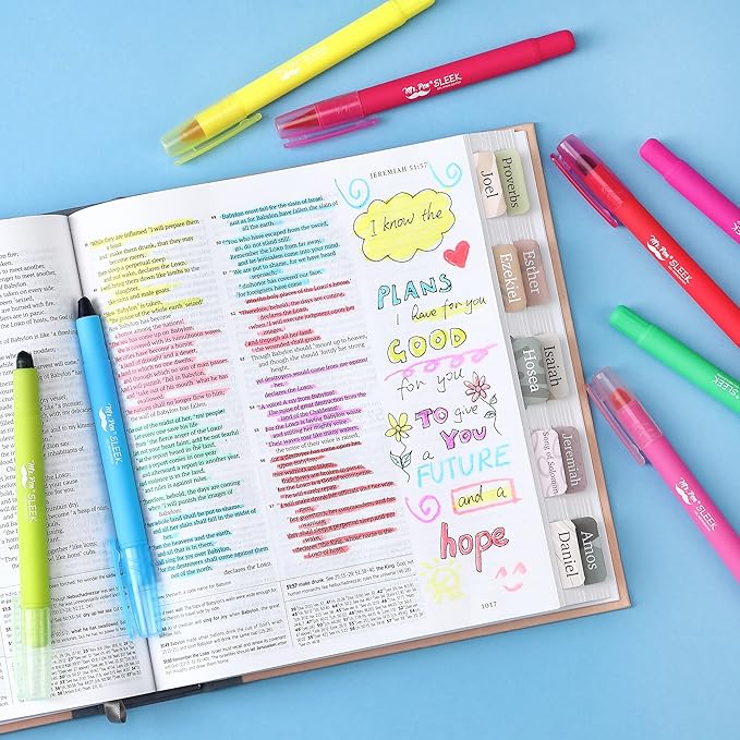 Mr. Pen- Gel Highlighters, 8 Pack, Assorted Colors, Bible Highlighters for Bibles That Do Not Bleed