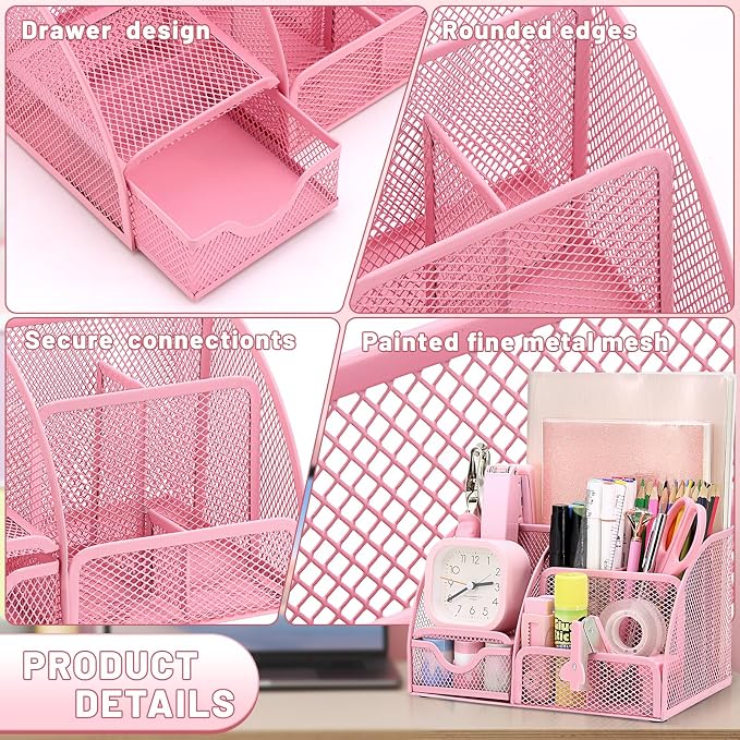 13-in-1 Office Desk Organizer Set for Back to School Supplies Accessories | Organizer Set with Stapler and Tape Dispenser, Pen Holder, Scissors, Ruler, Hole Punch, 2 Pens & More Desk Supplies