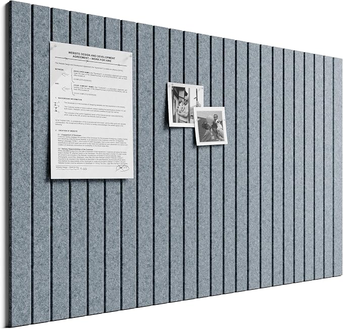 Bumusty 36"x 24" Large Felt Bulletin Board Tiles,Blue Gray | 6-Pack Cork Board Alternative, Wall Decor, 30 Pushpins, 30 Adhesive Tabs, Vision Board, Office, Classroom, Home, Dorm