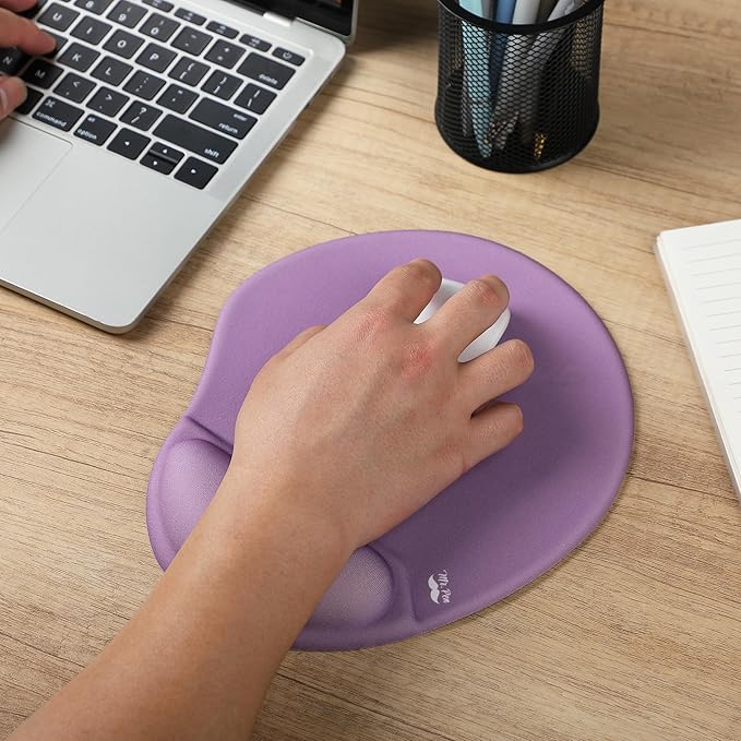 Mr. Pen- Ergonomic Mouse Pad with Wrist Rest, Purple Breathable Fabric with Memory Foam Cushion, Non-Slip Rubber Base, Gel Mouse Pad with Wrist Support