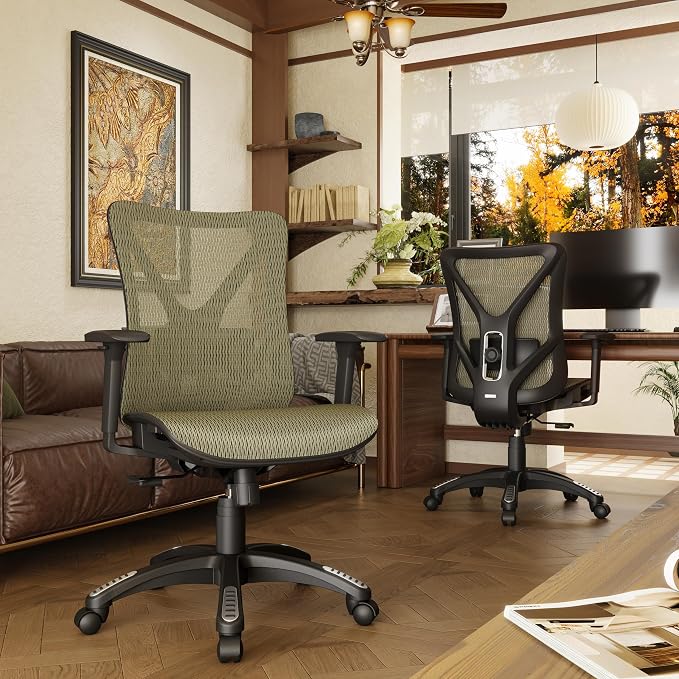 Ergonomic Office Chair, Mesh Computer Desk Chairs with Adjustable Lumbar Support, 3D Armrests, Tilt Function, Comfy Wide Seat, Swivel Executive Work Task Chair for Company and Home