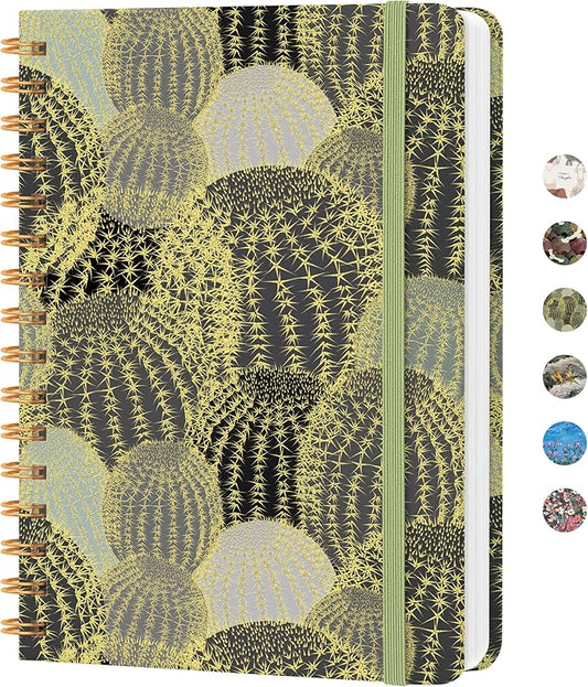 CICPAP Lined Spiral Journal Notebook, A5 College Ruled Notebook for Journaling, Note-Taking, and Daily Planning, Durable Hardcover with an Elegant Design, Cactus