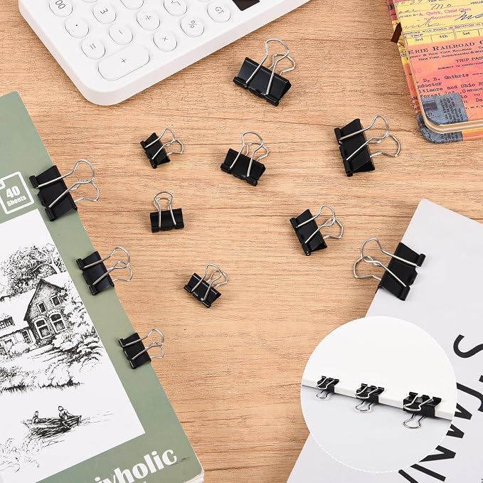 Colored Paper Clips and Black Binder Clips for Office Home School Supplies | 405PCS,Assorted Sizes,Keeps Organized