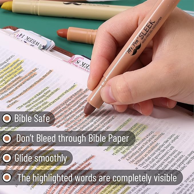 Mr. Pen- Bible Highlighters No Bleed Highlighters, Vintage Colors, 8 Pack, Gel Pen Highlighter