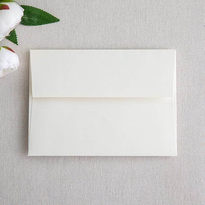 PONATIA 50 Pieces 5x7 Envelopes, Ivory A7 Envelopes Self Seal for Weddings, Invitation Cards, Photos, Postcards, Greeting Cards Mailing, Baby Shower, Graduation, Christmas Gift Cards