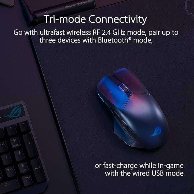 ASUS ROG Chakram X Origin Wireless Gaming Mouse – MMO/MOBA Design, Detachable Joystick, 11 Programmable Buttons Right-Handed, 123g, Tri-Mode Connectivity, 36K DPI, up to 150Hr Battery, PC/Mac Support