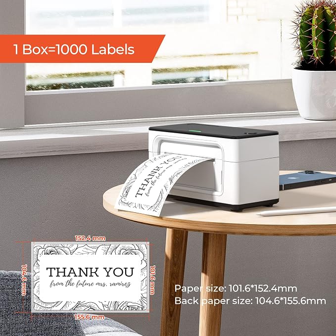 MUNBYN 4x6 Inch Thermal Labels, 1000 Labels/2 Stacks(500 Pcs per Stack) (Pack of 2)
