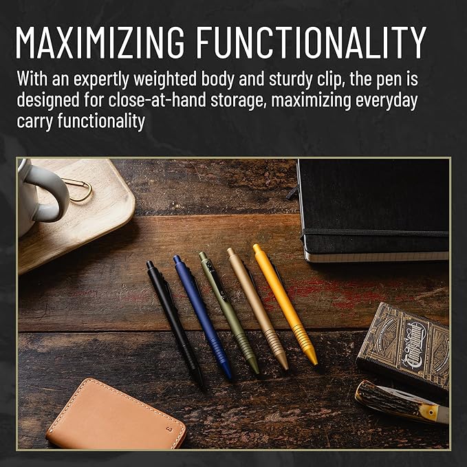 Everyman Military Super Matte Grafton Pen & Refill Set | Refillable Metal 0.7mm Gel Pen with 3 Smooth Black Ink Refills | Premium EDC Writing Tool for Office, Work, Travel & Gifting
