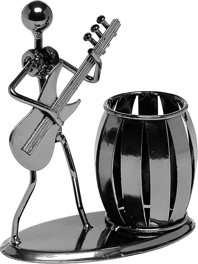 MyGift Pen Holder For Desk,Office Decor Desk Accessories For Men Music Decor Guitar Accessories Gifts For Men Guitar Players Boss Male