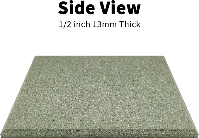 1/2'' Thick Felt Bulletin Cork Board Tiles for Walls Self Adhesive | Frameless Corkboard Alternative, 1700g/m² Dense Felt Board Squares, Renter Friendly, Removable, Sage, 8 Pack 12x12 in