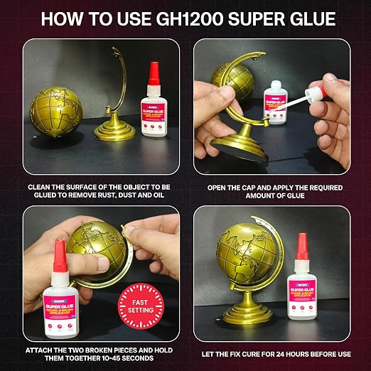 2 PCs (2-in-1) Super Glue with Brush Applicator & Nozzle, Mess Free Superglue Brush, Instant Never Dries, 3000 CPS Ca Glue, No Stain Clear Glue, Super Glue for Plastic, Rubber & More