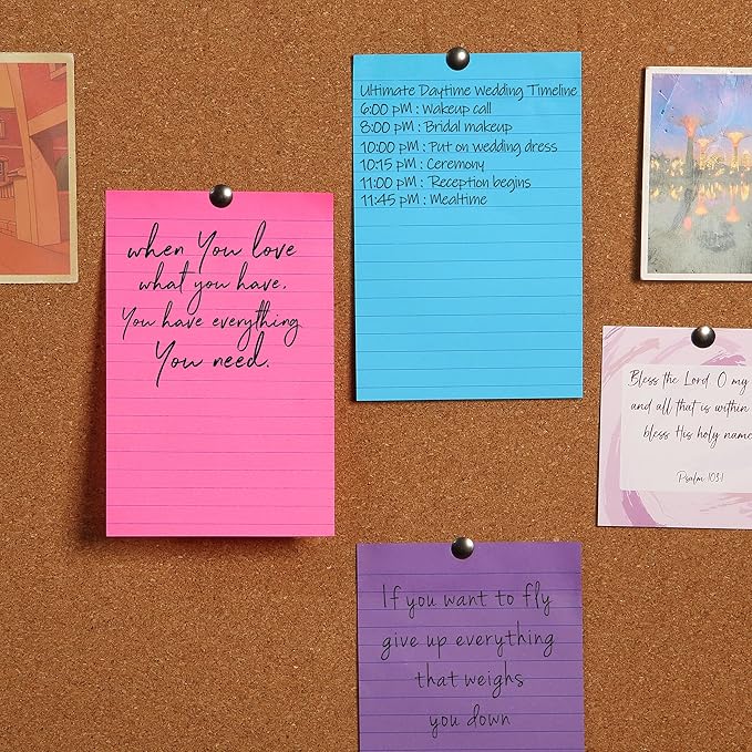 Mr. Pen- Lined Sticky Notes 4x6, 6 Pads, 60 Sheets/Pad, Assorted Colors, Sticky Notes with Lines, Sticky Note Pads, Colorful Sticky Notes, Mr Pen Sticky Notes, Stocky Notes for Bible Journaling