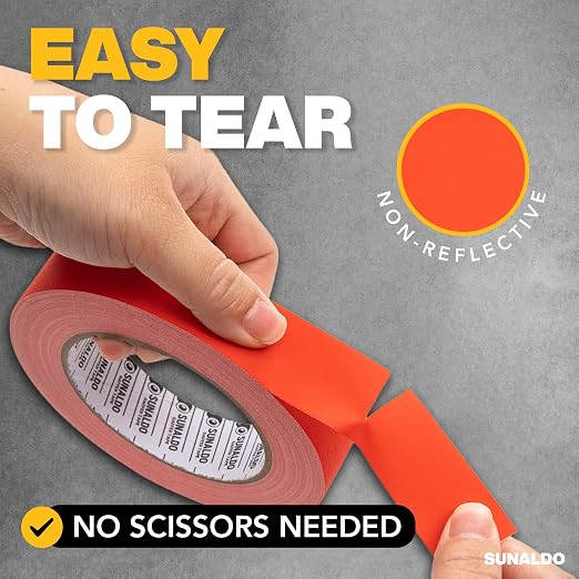 Gaffers Tape (1" x30 Yards) Heavy Duty, Easy Rip, No Residue | Red | Professional Grade Floor Tape for Electrical Cords, Matte Finish Non Reflective, Weather Resistant